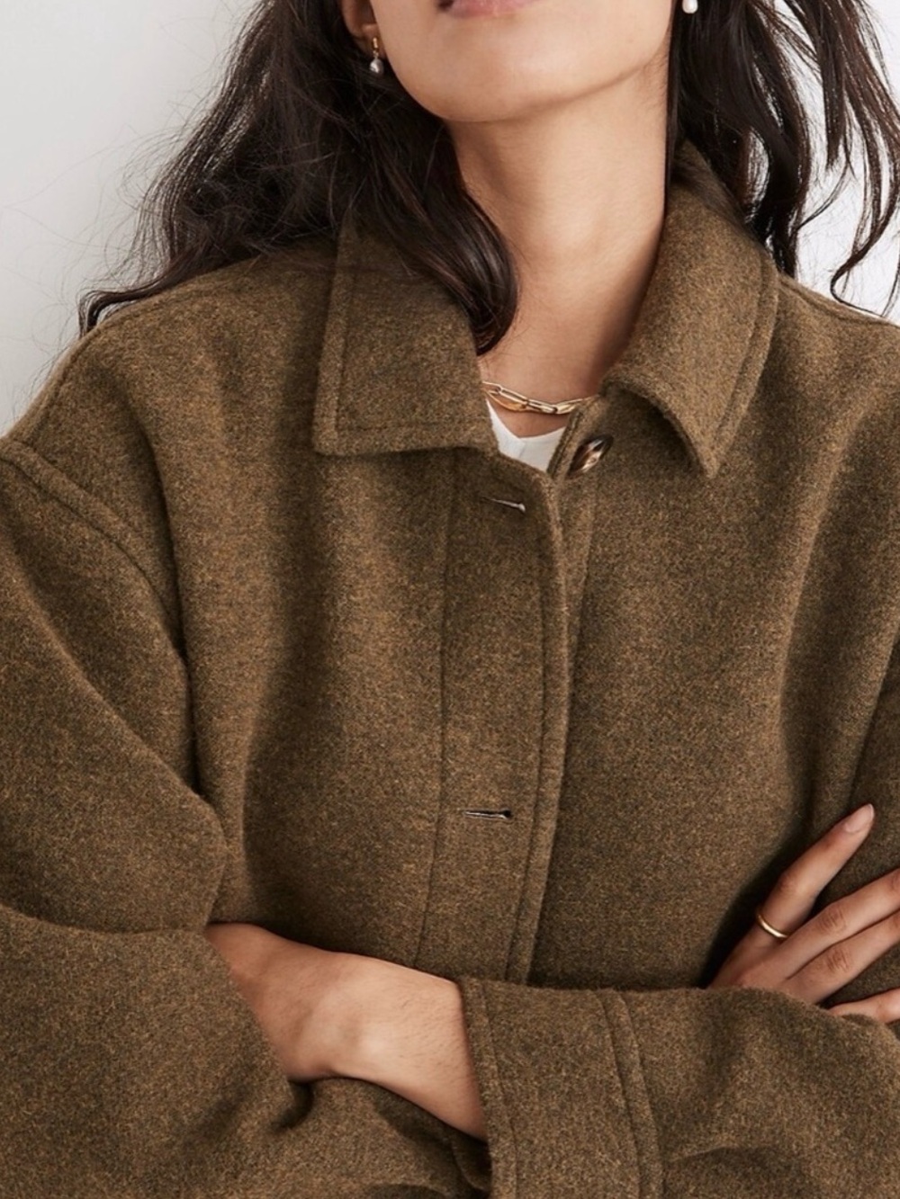 Madewell Olive Wool-Blend Pea Coat - Picture 3 of 7